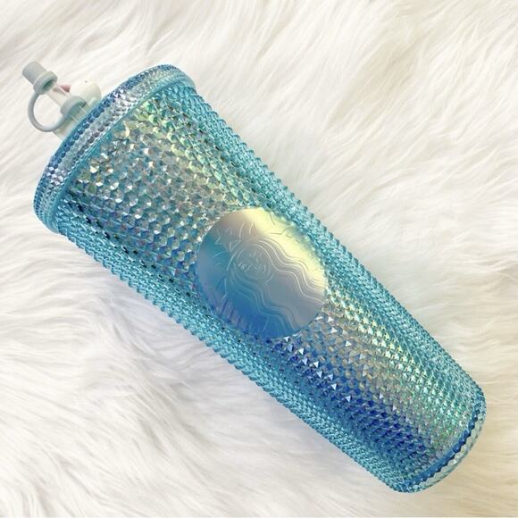 NEW Starbucks 2020 China Blue Diamond Studded Tumbler Venti Bunny Topper Rare - Picture 1 of 13